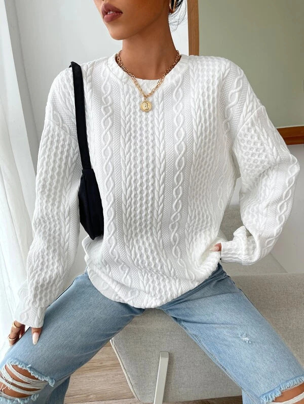 Cable-knit oversized sweatshirt, fit