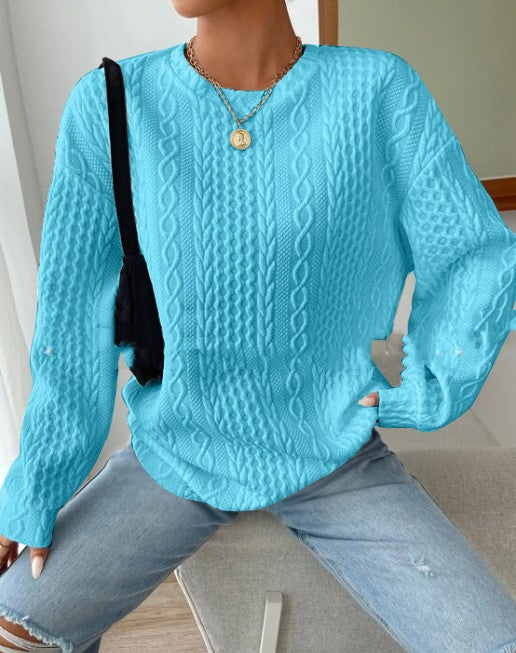 Cable-knit oversized sweatshirt in blue