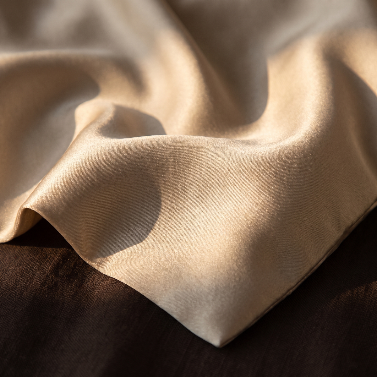Champagne satin, close-up of the fabric